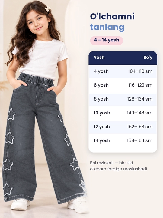 Qizlar jinsi shimi cho'ntakli, keng bichim,maktab kundalikka shimlar qizlarga,bryuk