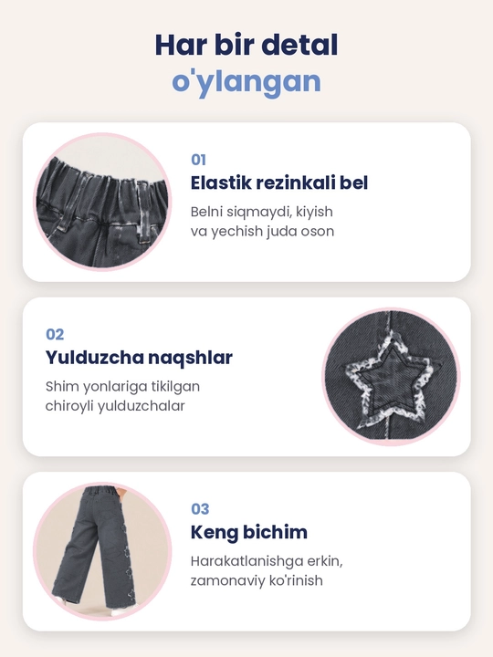 Qizlar jinsi shimi cho'ntakli, keng bichim,maktab kundalikka shimlar qizlarga,bryuk