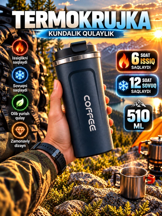 510ml – termokrujka, termo stakan, termokrujka coffee, avto termos - 