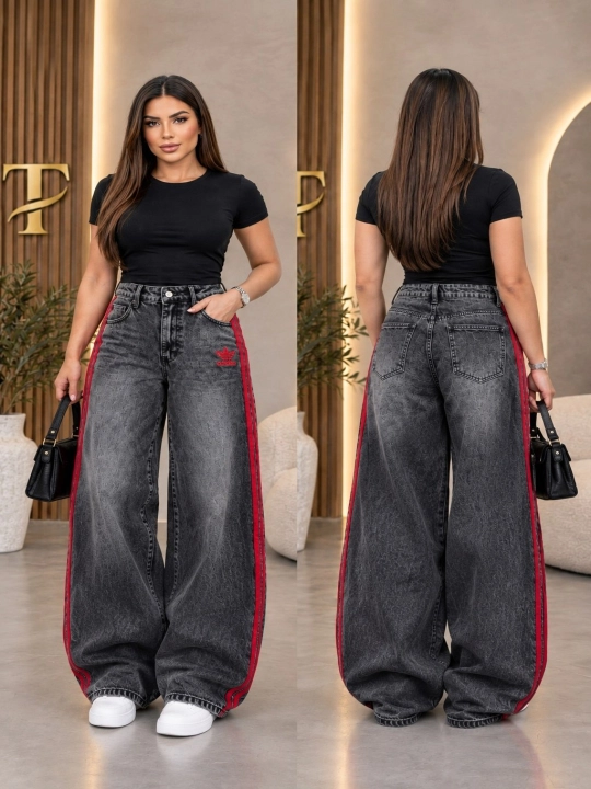 Koreys uslubida ayollar keng jinsi shimlar—katta o‘lchamli,baggi,yuqori belli S,M,L,XL,2XL
