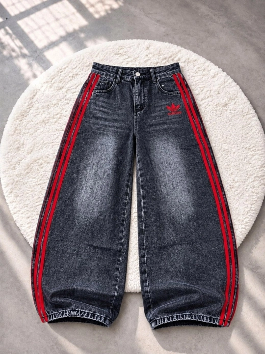 Koreys uslubida ayollar keng jinsi shimlar—katta o‘lchamli,baggi,yuqori belli S,M,L,XL,2XL