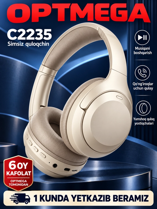 Simsiz quloqchin Bluetooth – to‘liq o‘lcham, mikrofonli, SD karta va radio C2235 - 