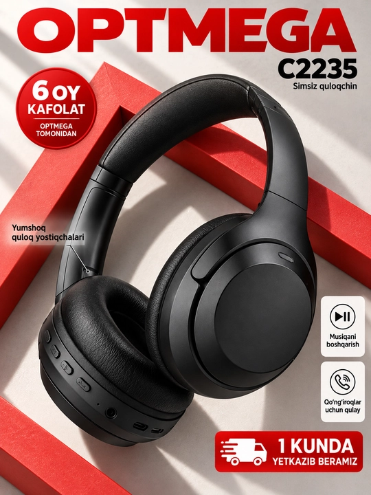 Simsiz quloqchin Bluetooth – to‘liq o‘lcham, mikrofonli, SD karta va radio C2235 - 