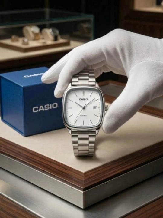 Erkaklar uchun klassik kvarts qoʻl soati, zanglamaydigan poʻlatdan, taqvimli CASIO