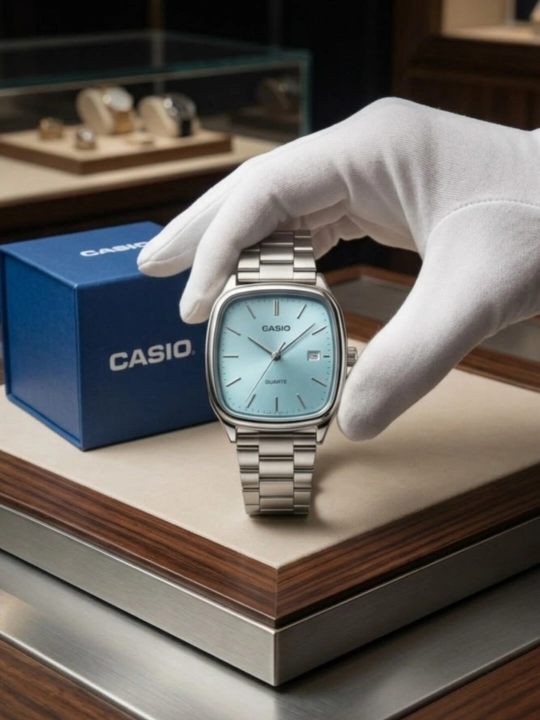 Erkaklar uchun klassik kvarts qoʻl soati, zanglamaydigan poʻlatdan, taqvimli CASIO