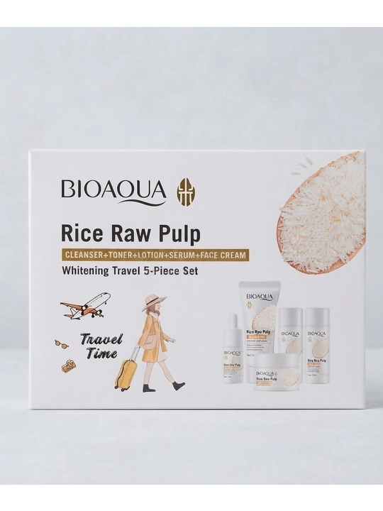 Yuz parvarishi uchun guruchli kosmetika to‘plami Bioaqua Rice Raw Pulp 5 tasi 1 da - 