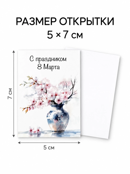 Открытки к 8 Марта 5×7 см, 5 шт, мини-открытки для подарка, выбор дизайна