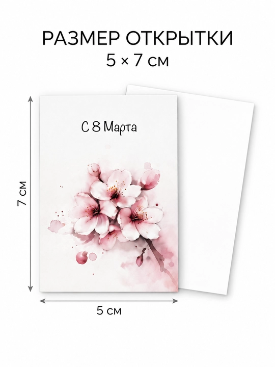 Открытки к 8 Марта 5×7 см, 5 шт, мини-открытки для подарка, выбор дизайна