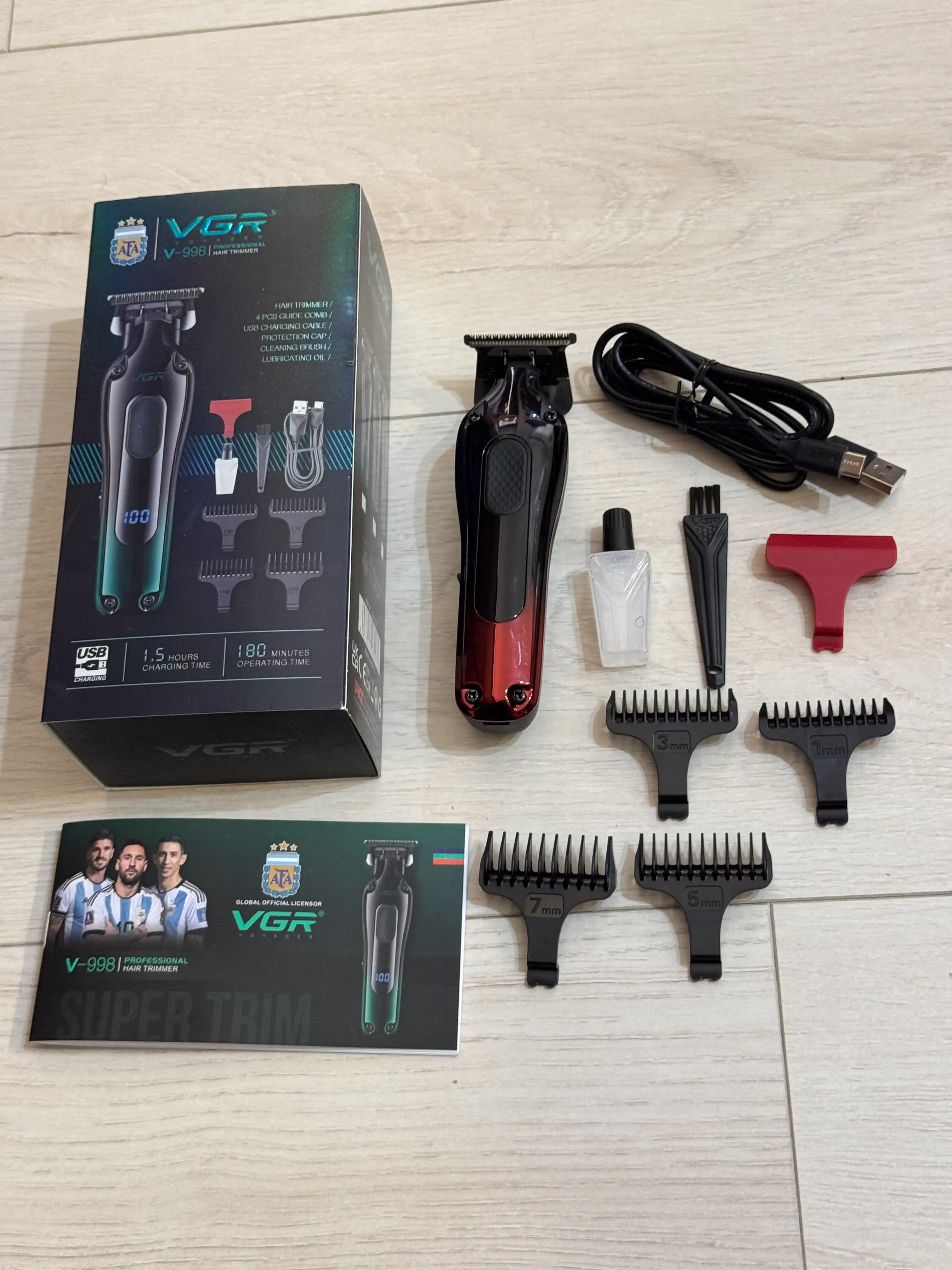 Professional soch va soqol olish mashina VGR V-998, simsiz trimmer, LED displeyli
