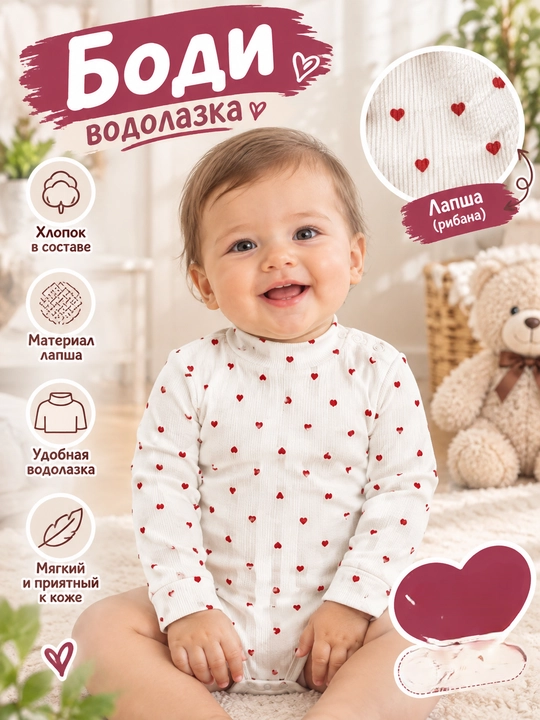 Боди для детей, мальчиков и девочек, Sora, 100% хлопок - 