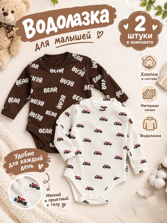 Боди для детей, мальчиков и девочек, Sora, 100% хлопок - 