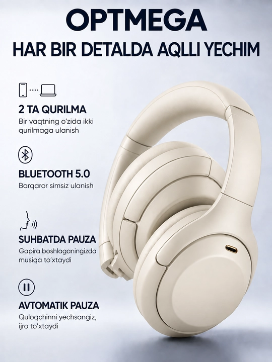 Simsiz quloqchin Bluetooth – to‘liq o‘lcham, mikrofonli, SD karta va radio C2235