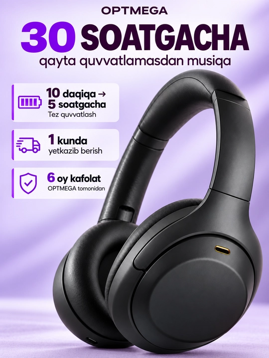 Simsiz quloqchin Bluetooth – to‘liq o‘lcham, mikrofonli, SD karta va radio C2235