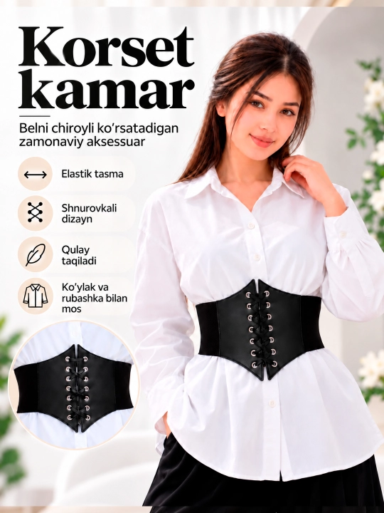 Ayollar uchun korset, tortuvchi korset, tungi korset, ayollar uchun korset kamari, kamar - 