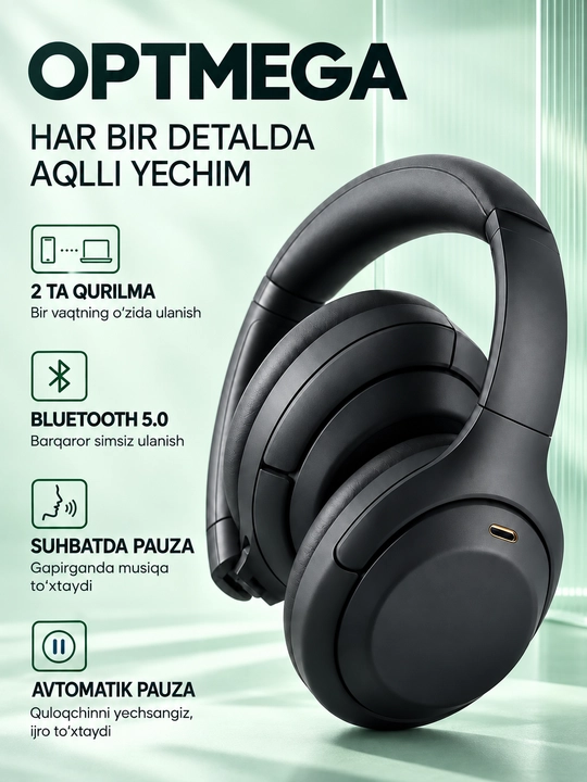 Simsiz quloqchin Bluetooth – to‘liq o‘lcham, mikrofonli, SD karta va radio C2235