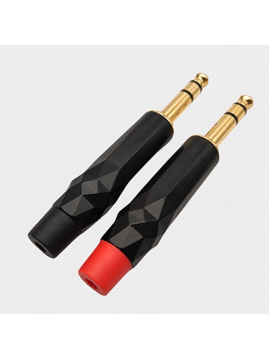 6.35 mm jack audio shtekerlar, mono TS, to‘g‘ri va 90° burchakli, qora / qizil variantlar