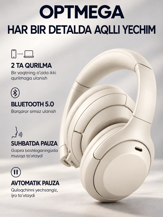 Simsiz quloqchin Bluetooth – to‘liq o‘lcham, mikrofonli, SD karta va radio C2235