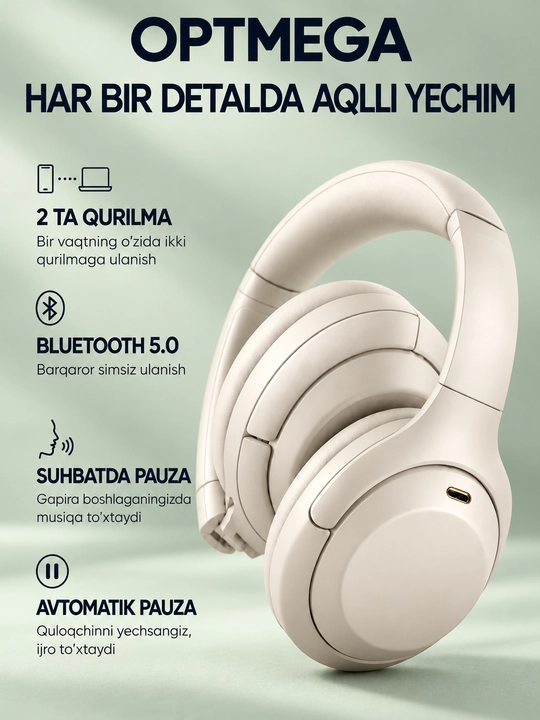 Simsiz quloqchin Bluetooth – to‘liq o‘lcham, mikrofonli, SD karta va radio C2235