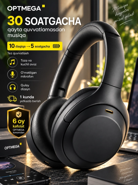 Simsiz quloqchin Bluetooth – to‘liq o‘lcham, mikrofonli, SD karta va radio C2235