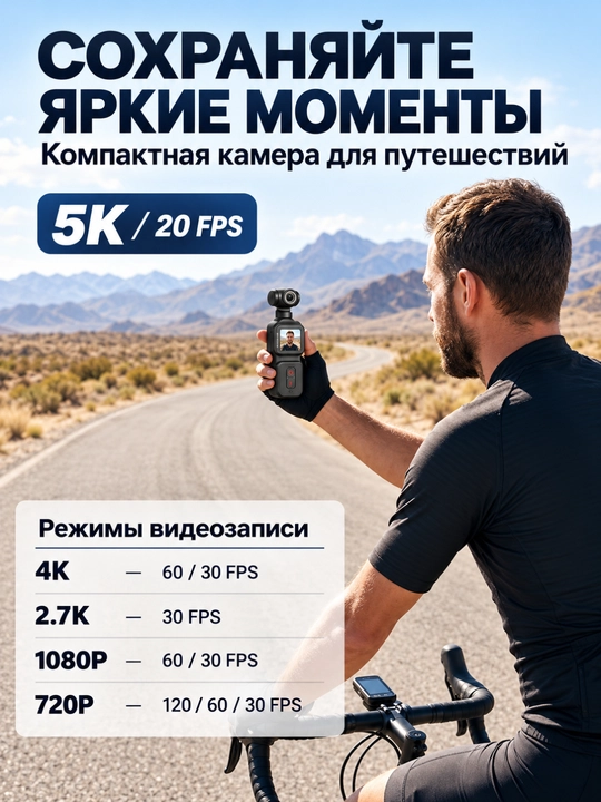 Mini videokamera, cho‘ntak kamera, buriladigan ekranli kamera, blog va sayohat uchun qulay