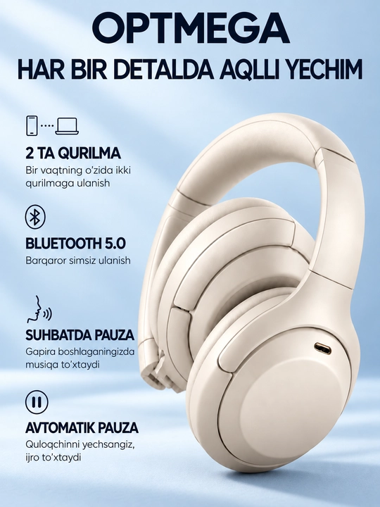 Simsiz quloqchin Bluetooth – to‘liq o‘lcham, mikrofonli, SD karta va radio C2235