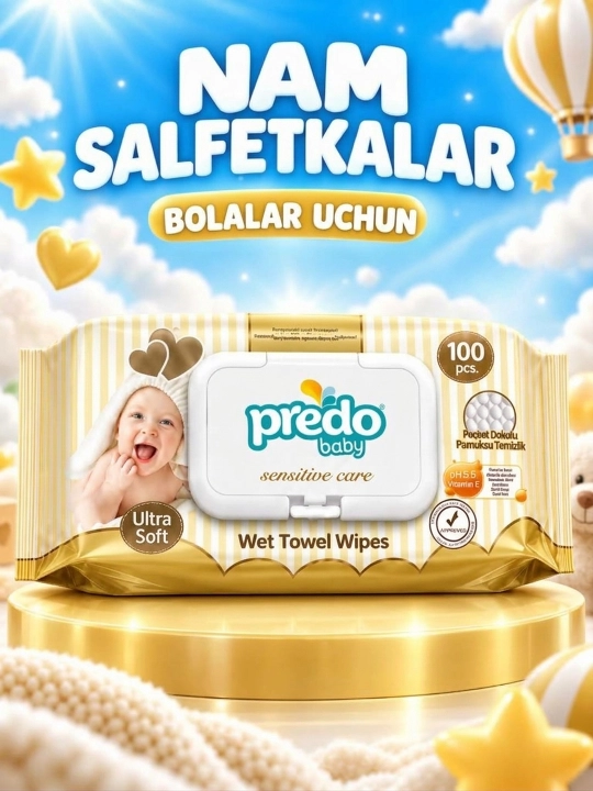 Детские влажные салфетки Predo Baby Sensitive Care. Салфетки для детей - 