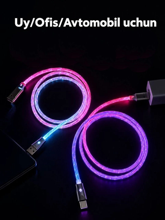 USB Type-C кабель с RGB подсветкой, светящийся кабель для зарядки