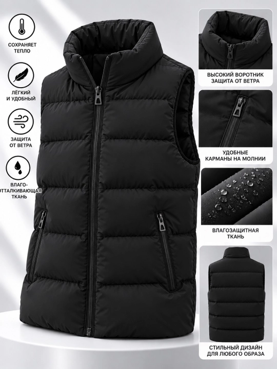 Erkaklar va ayollar uchun issiq jiletka — tikilgan bezrukavka, razmer S,M,L,XL,2XL,3XL