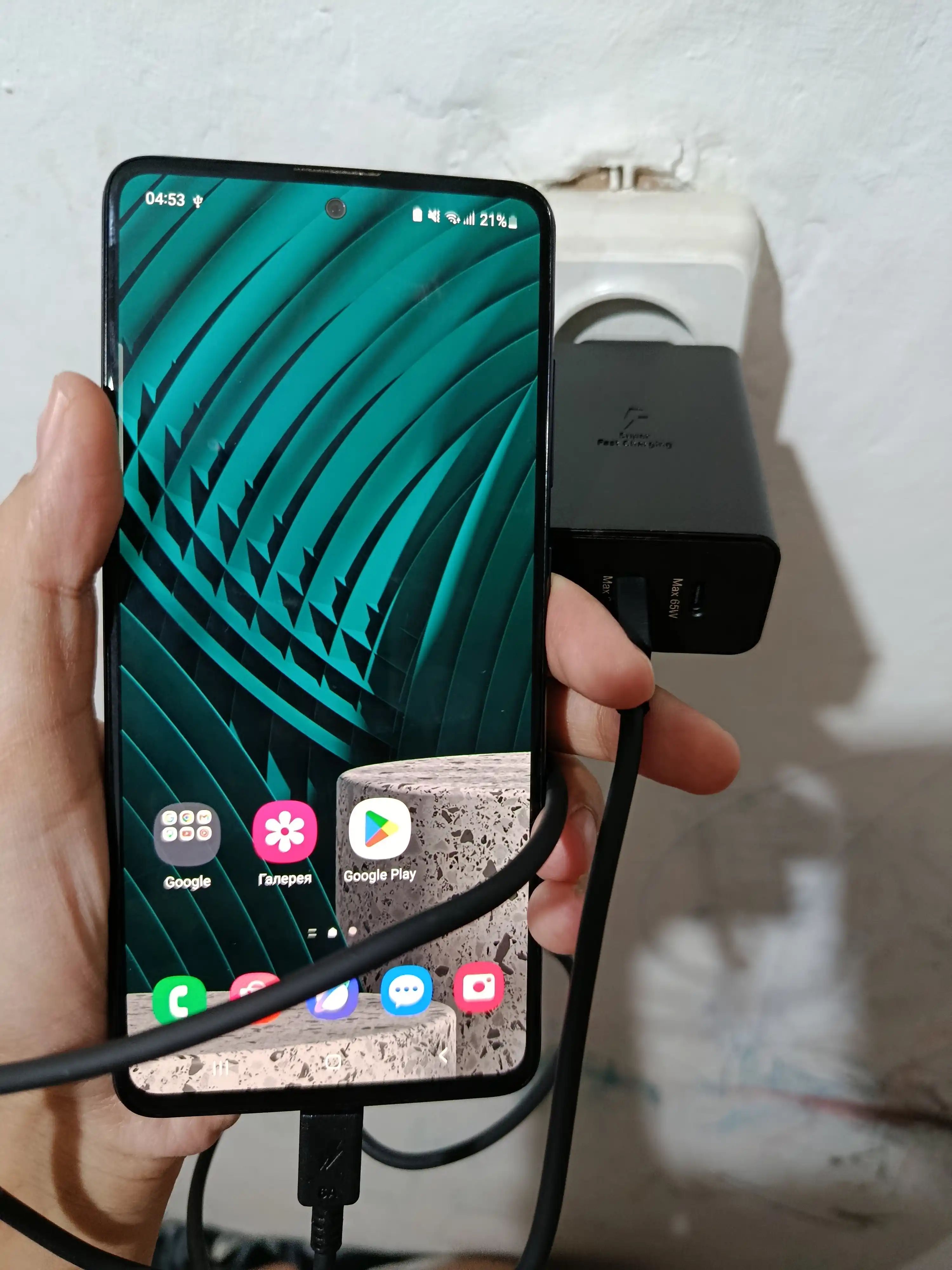 Samsung 65W PD adapter, USB-C tezkor zaryadlovchi, samsung zaryadchik, kabel bilan