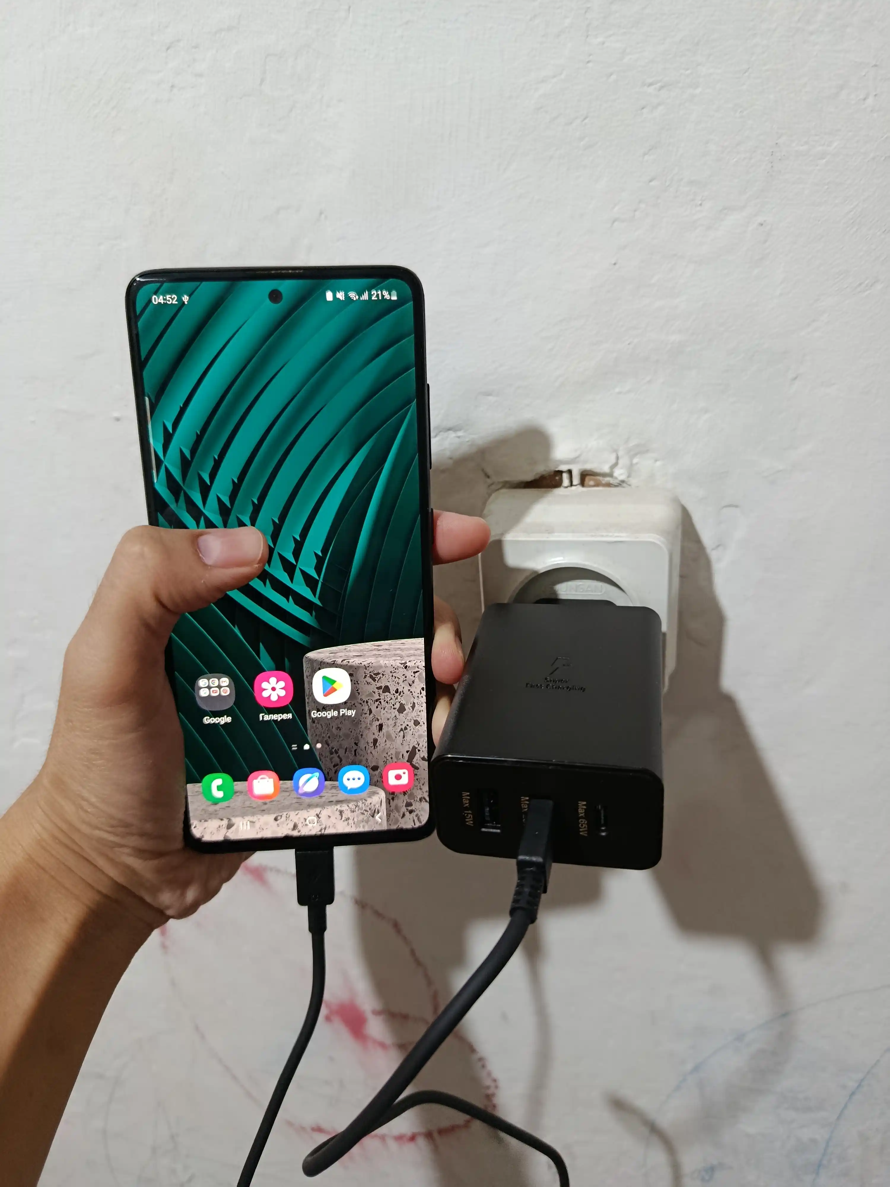 Samsung 65W PD adapter, USB-C tezkor zaryadlovchi, samsung zaryadchik, kabel bilan