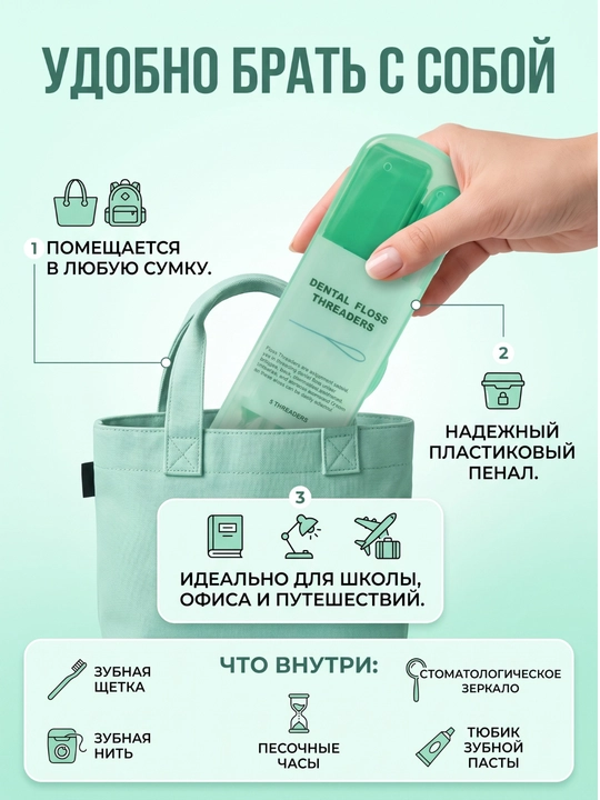 Ортодонтический набор для брекетов 8 в 1, зубная щетка, зубная нить (флосс) и воск