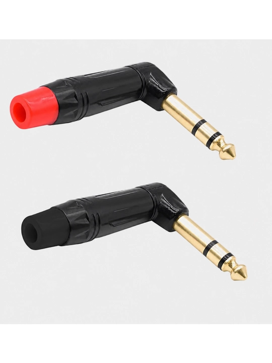 6.35 mm jack audio shtekerlar, mono TS, to‘g‘ri va 90° burchakli, qora / qizil variantlar