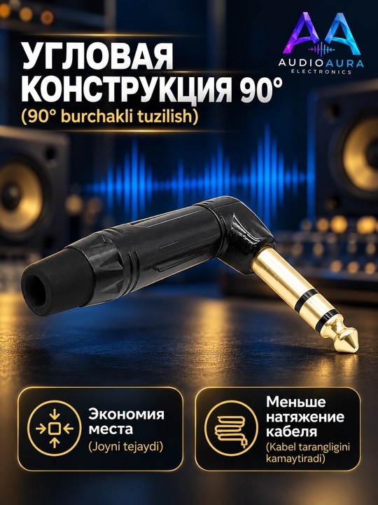 6.35 mm jack audio shtekerlar, mono TS, to‘g‘ri va 90° burchakli, qora / qizil variantlar