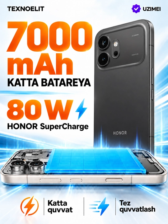 Honor 600 5G Smartfoni, 512 GB, AMOLED 120Hz, Snapdragon 7 Gen 4, +Smart watch