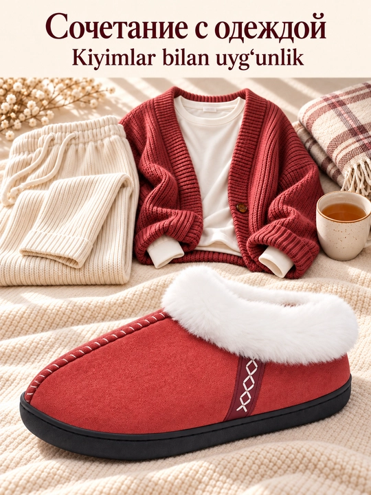 DISHER CozyStep ayollar qishki uy tapochkalari, yumshoq astarli, ayollar shippaklari