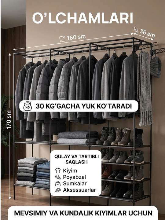 Kiyim ilgich metall, oyoq kiyim uchun javon, poyabzal tokchasi veshalka