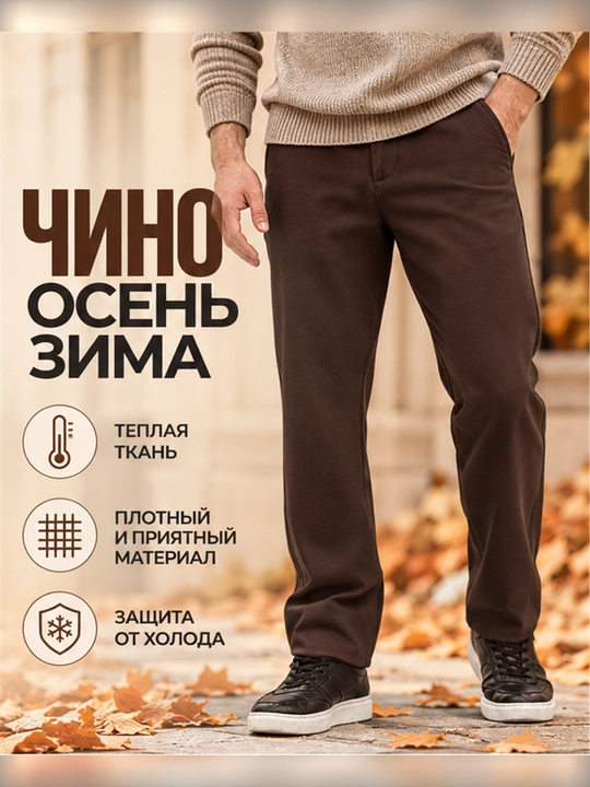 Erkaklar yarim klassik shimlari, kuz-qish klassik, tekis chinoslar F17 casual - 