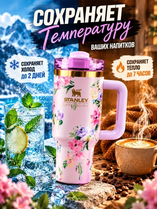 Termokrujka Stanley, 1,18 L, tutqichli va trubochkali termos stakan