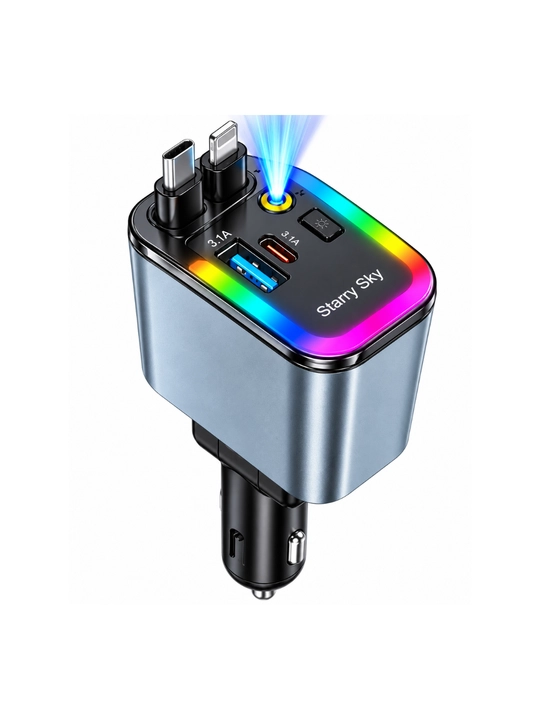 5 in 1 avtomobil adapteri, USB va Type-C quvvatlash, 12–24V