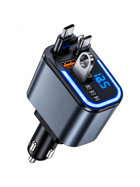 5 in 1 avtomobil adapteri, USB va Type-C quvvatlash, 12–24V