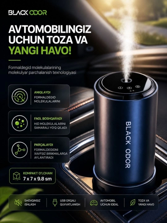Ароматизатор для автомобиля Black Odor, автопарфюм, освежитель воздуха для машины