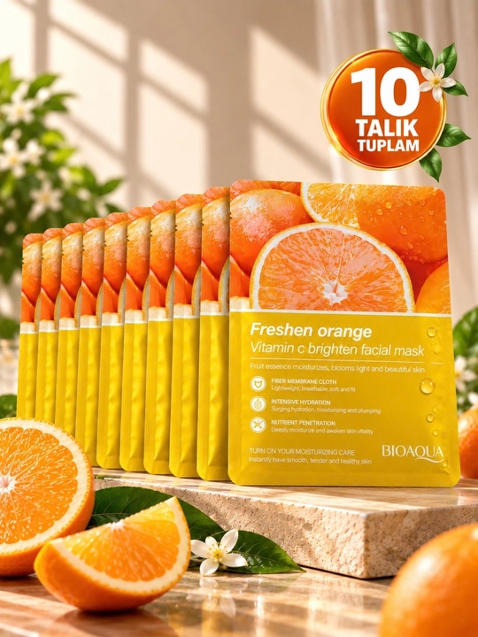 BIOAQUA Vitamin C apelsinli yuz uchun matoli niqob, namlantiruvchi va yorqinlashtiruvchi