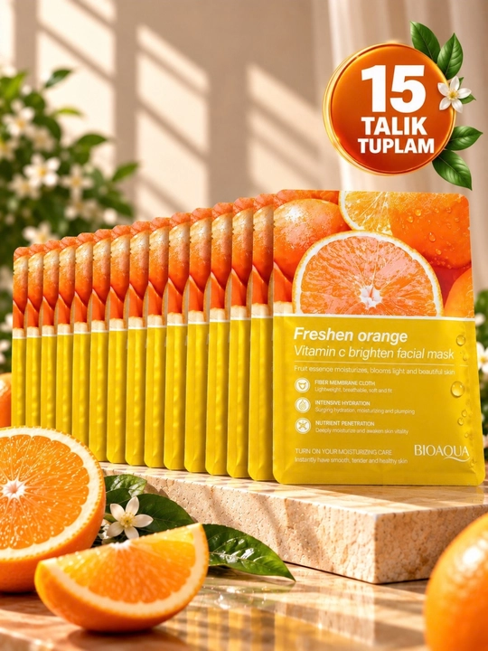 BIOAQUA Vitamin C apelsinli yuz uchun matoli niqob, namlantiruvchi va yorqinlashtiruvchi