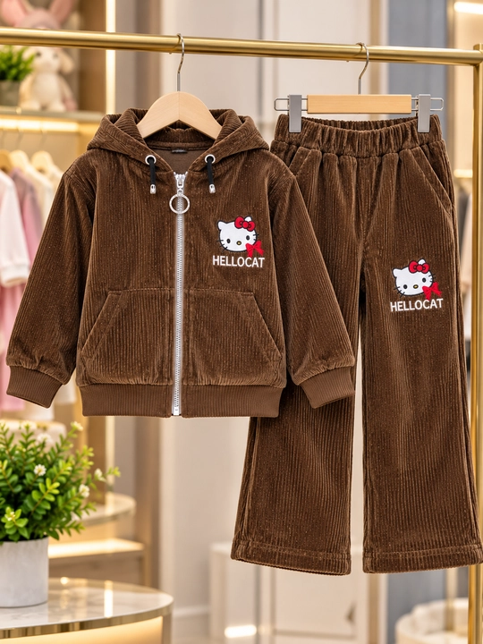 Велюровый костюм для девочки, кофта и широкие брюки со стразами, 4–6 лет