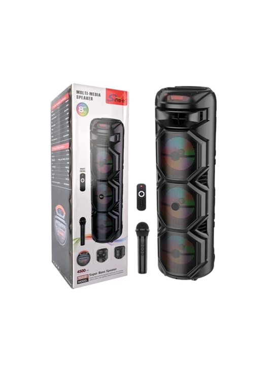 Karaoke kolonka, Bluetooth, simsiz mikrofonli, RGB chiroqli, 90×30 sm
