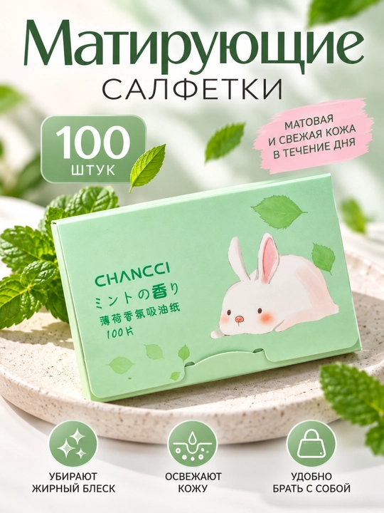 Yuz uchun yog‘li yaltirashdan himoyalovchi salfetkalar