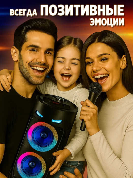 Katta Bluetooth simsiz kolonka, karaoke, RGB yoritish, mikrofon va pult bilan