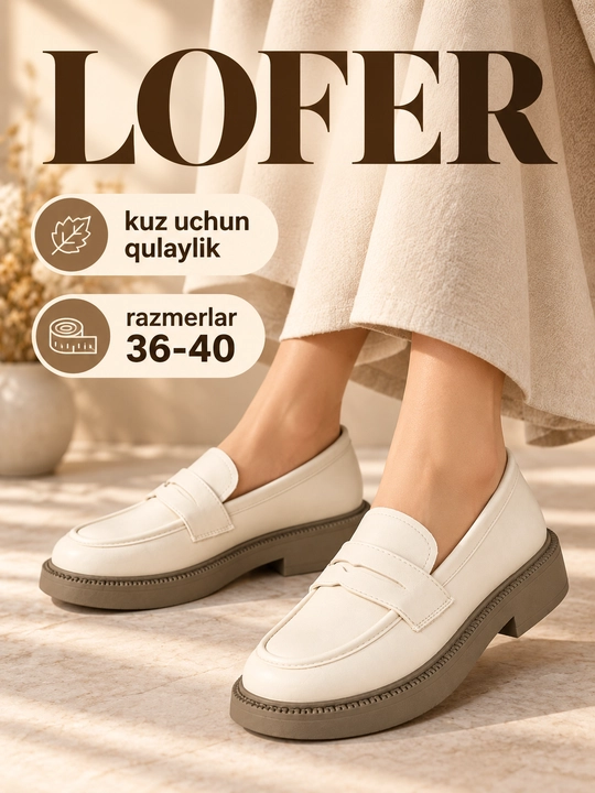 Ayollar loferlari, klassik poyabzal, qalin tagcharm, kuz, bahor - 