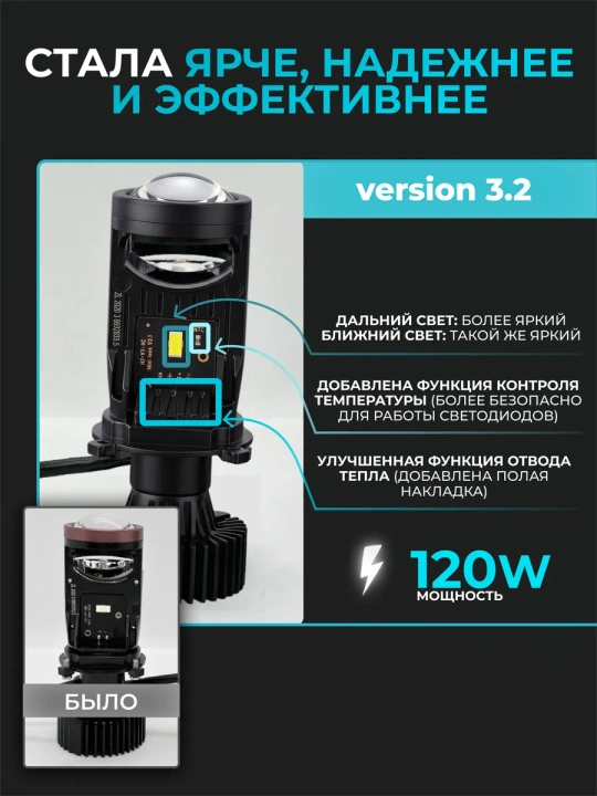 LED лампы для авто H4Y7D / светодиодные / 120 Вт / 6000K / bi-led
