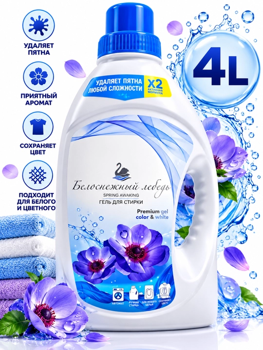 Kir yuvish geli “Белоснежный лебедь” Floral Romance — 4 litr - 